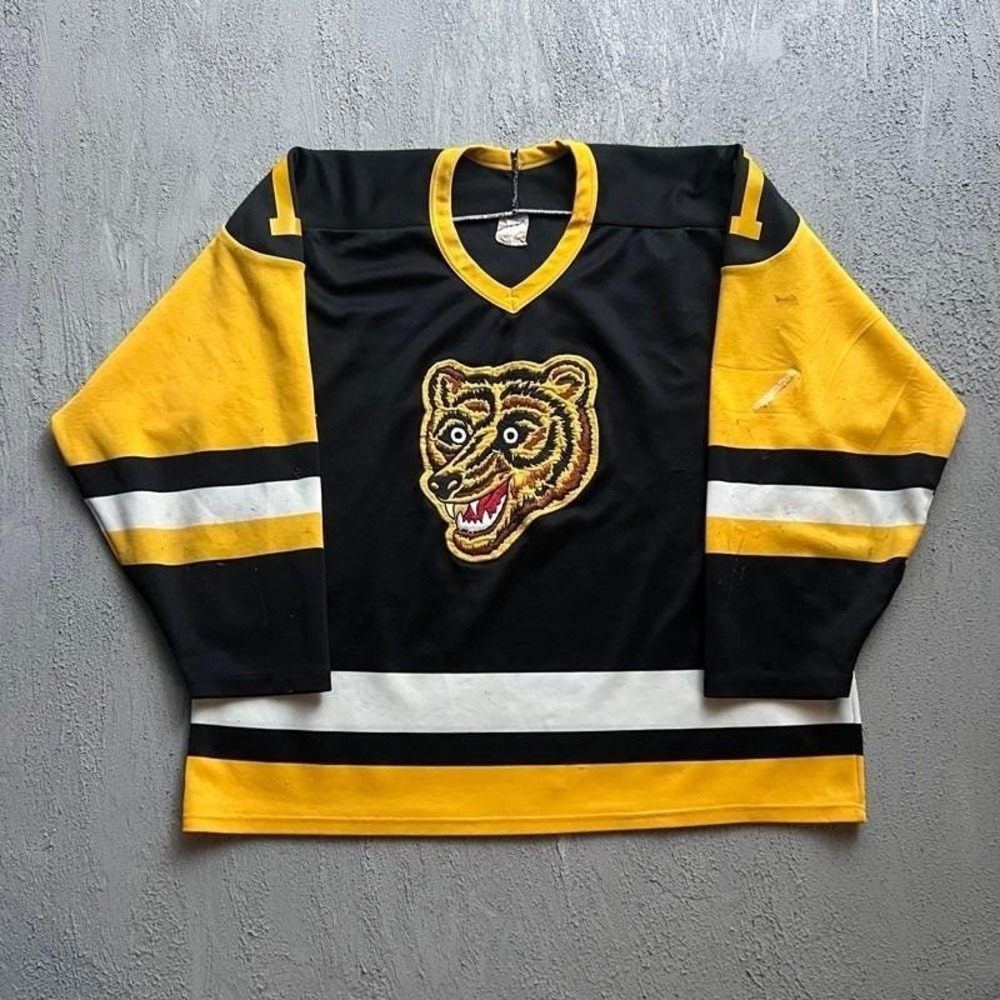 Vintage Vintage Boston Bruins Jersey Mens XL Black 1990s NHL Hershey Meth Bear